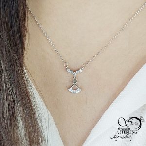 گردنبند نقره نگین اتمی طرح دار کد 14983