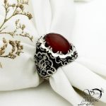 انگشتر نقره 925 عیار با سنگ عقیق کد 12935