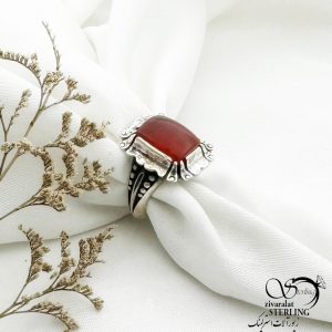 انگشتر نقره 925عیار با سنگ عقیق کد 13031