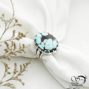 انگشتر نقره عیار 925 با سنگ فیروزه کد 13036