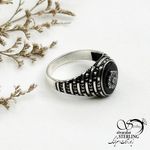 انگشتر ترک با نقره925 و عقیق مشکی کد 13100