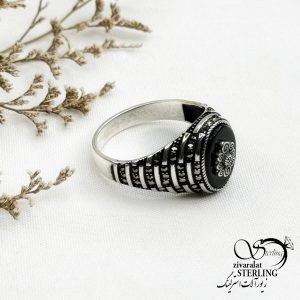 انگشتر ترک با نقره925 و عقیق مشکی کد 13100