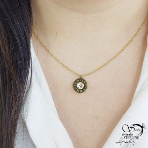 گردنبند استیل با نگین 4رنگ کد 13310