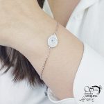 دستبند نقره نگین دار طرح اشکی کد 13430