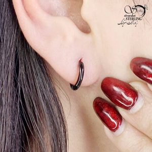 گوشواره استیل حلقه مشکی سایز کوچیک کد 13463