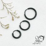 گوشواره استیل حلقه مشکی سایز بزرگ کد 13465