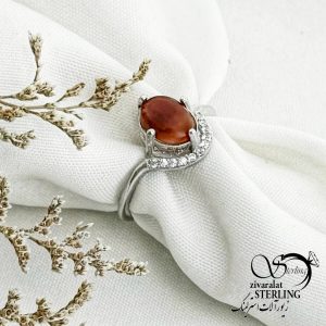 انگشتر نقره با سنگ عقیق یمن کد 13585