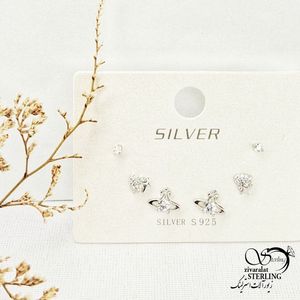 پک گوشواره 3تایی نقره طرح ستاره کد 13689