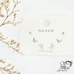 پک گوشواره نقره 3عددی طرح پروانه کد 13691