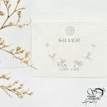 پک گوشواره 3تایی نقره طرح گلبرگ کد 13694