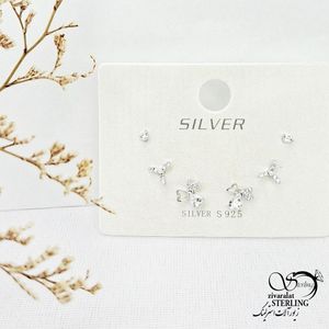 پک گوشواره 3تایی نقره طرح گلبرگ کد 13694