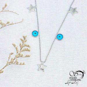 گردنبند استیل آویز چشم نظر و ستاره کد 13828