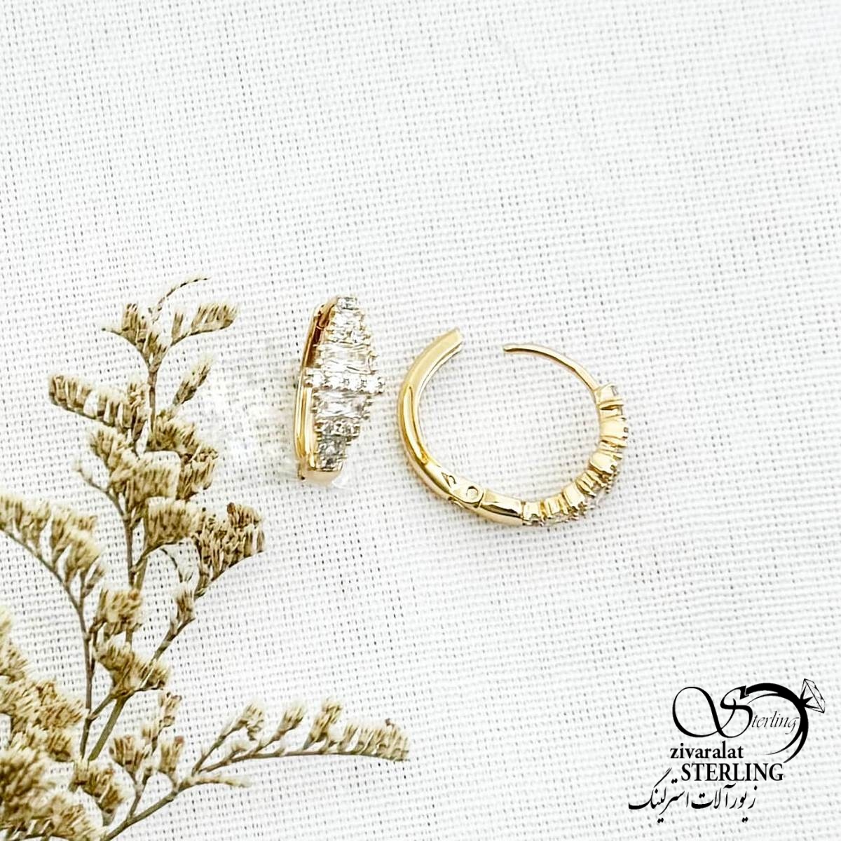 گوشواره ژوپینگ نگین جواهری کد 13852 گوشواره ژوپینگ نگین جواهری کد 13852