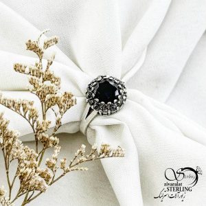 انگشتر نقره با سنگ اونیکس عیار925 کد 13869