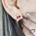 گوشواره ژوپینگ نگین قرمز طرح طلا کد 14327