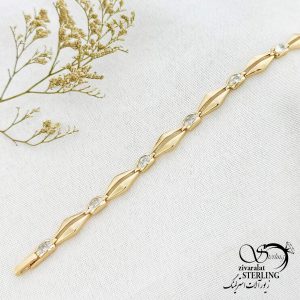 دستبند لوزی نگین دار طرح طلا مارک ژوپینگ کد 14365