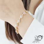 دستبند ژوپینگ نگین مربعی طرح طلا کد 14443