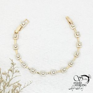 دستبند ژوپینگ نگین مربعی طرح طلا کد 14443