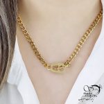 گردنبند استیل نیمایی با قفل تی کد 14479