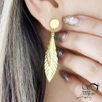 گوشواره استیل آویز برگ سه تایی کد 14507