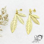 گوشواره استیل آویز برگ سه تایی کد 14507