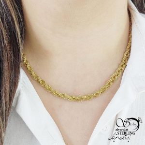 گردنبند استیل بافت طلایی کد 14564