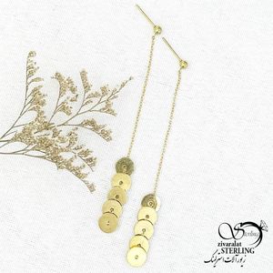 گوشواره آویز پولکی طرح طلا کد 14663