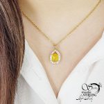 گردنبند اشکی طلاروس سنگ شرف الشمس کد 14681