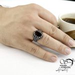 انگشتر عقیق مشکی نقره ایتالیا کد 15007 - Image 2