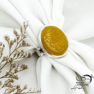 انگشتر مردانه نقره ایتالیا رکاب صفوی عقیق زرد کد 15067