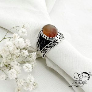 انگشتر نقره ایتالیا سنگ عقیق یمن کد 15267