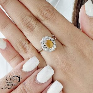 انگشتر عقیق یمن نقره جواهری کد 15352