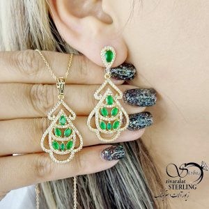 نیمست نگین سبز طرح جواهر برند ژوپینگ کد 15459