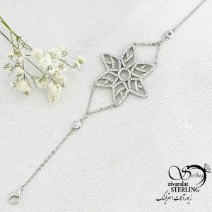 دستبند نقره جواهری طرح گل کد 15495