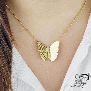 گردنبند پروانه برجسته برند استیل کد 15509