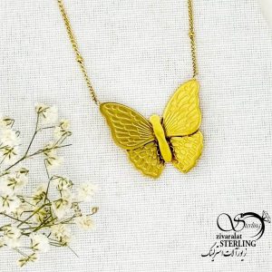 گردنبند پروانه برجسته برند استیل کد 15509
