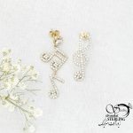 گوشواره ژوپینگ آویز ملودی تمام نگین کد 15536