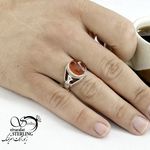 انگشتر نقره با سنگ عقیق رکاب کفتری کد 12912 - تصویر 2
