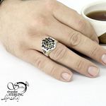انگشتر کله برنجی نقره ایتالیا طرح یاقوت کبود کد 15118 - تصویر 2