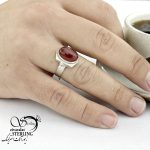 انگشتر عقیق قرمز نقره 925 عیار کد 15124 - Image 2