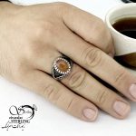 انگشتر نقره ایتالیا سنگ عقیق یمن کد 15267 - Image 3