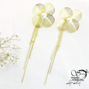گوشواره گل مرواریدی طرح طلا کد 15570