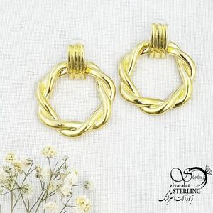 گوشواره طرح مارپیچ طلایی کد 15574