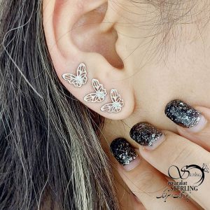 پک گوشواره پروانه سه تایی برند ژوپینگ کد 15585