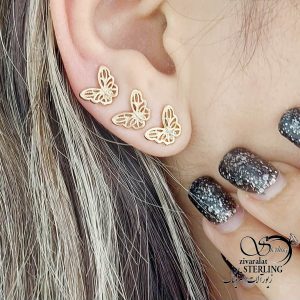 پک گوشواره پروانه طلایی برند ژوپینگ کد 15586