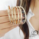 النگو بچه گانه طرح شطرنجی برند طلاروس کد 15604