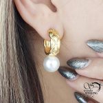 گوشواره میخی طرح طلا مرواریدی کد 15607
