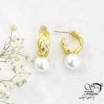 گوشواره میخی طرح طلا مرواریدی کد 15607