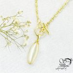 گردنبند طرح طلا نگین سفید کد 15618