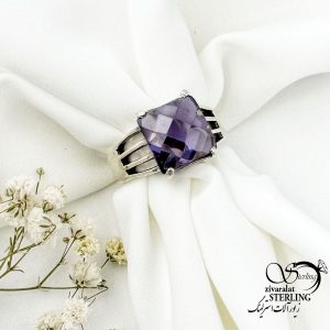 انگشتر نقره سنگ آماتیست عیار925 کد 15700